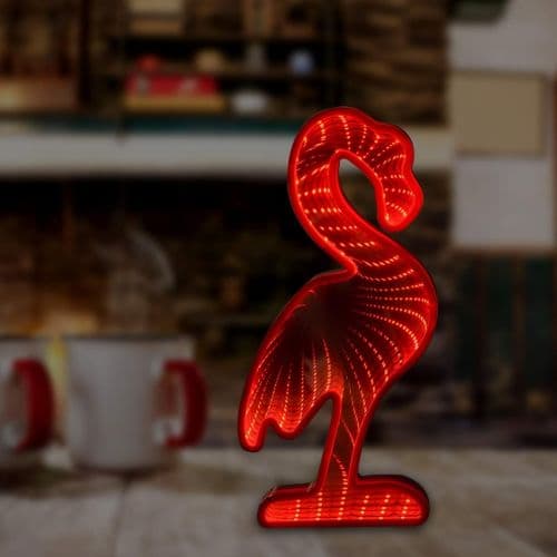 Lámpara LED Cisne efecto infinito roja - vista frontal