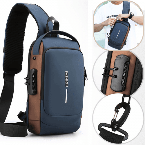 Morral antirrobo Oxford negro - vista frontal
